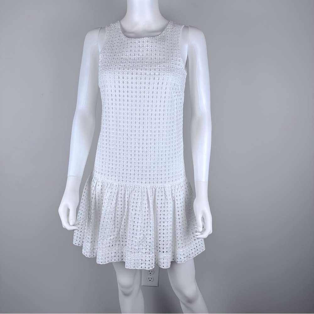 J.Crew Factory White Eyelet Flounce Dress Size 00—Washed but never wore